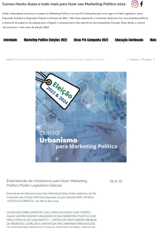 Entendendo de Urbanismo para fazer Marketing Politico Poder Legislativo Eleicao _ Cursos On-Line EaD