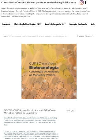 BIOTECNOLOGIA para Construir sua AUDIÊNCIA no Marketing Político do Legislativo _ Cursos On-Line EaD