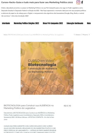 BIOTECNOLOGIA para Construir sua AUDIÊNCIA no Marketing Político do Legislativo _ Cursos On-Line EaD