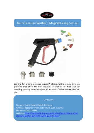 Gerni Pressure Washer | Magicdetailing.com.au