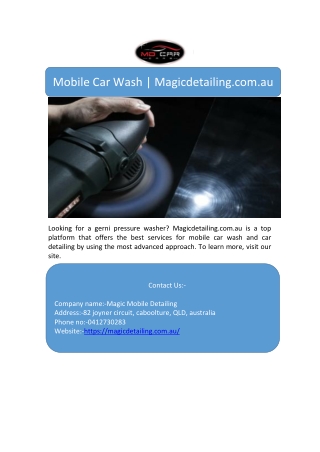 Mobile Car Wash | Magicdetailing.com.au