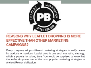 Reasons Why Leaflet Dropping Is More Effective Than Other Marketing Campaigns