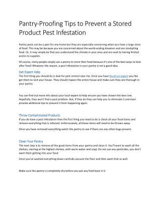 Pantry-Proofing Tips to Prevent a Stored Product Pest Infestation