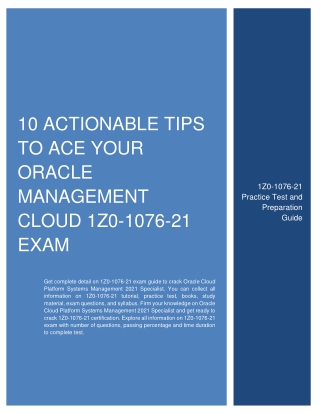 10 Actionable Tips to Ace Your Oracle Management Cloud 1Z0-1076-21 Exam