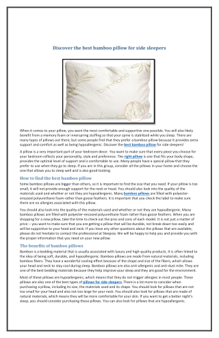 Discover the best bamboo pillow for side sleepers