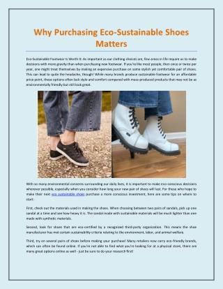 Why Purchasing Eco-Sustainable Shoes Matters
