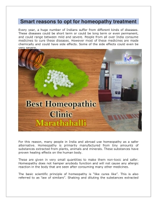 Smart reasons to opt for homeopathy treatment