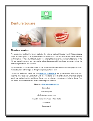 Denture Repair Service | Denturesquare.com