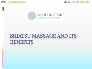 Shiatsu Massage and Its Benefits