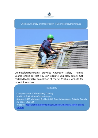 Chainsaw Safety and Operation | Onlinesafetytraining.ca