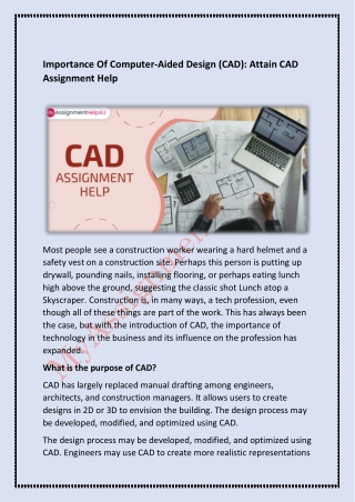 Importance Of Computer-Aided Design (CAD)- Attain CAD Assignment Help