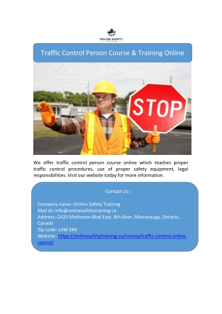 Traffic Control Person Course & Training Online