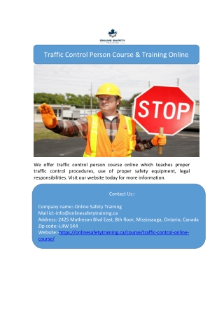 Traffic Control Person Course & Training Online