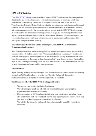IBM WTX Training