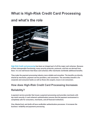 What is High-Risk Credit Card Processing and what’s the role