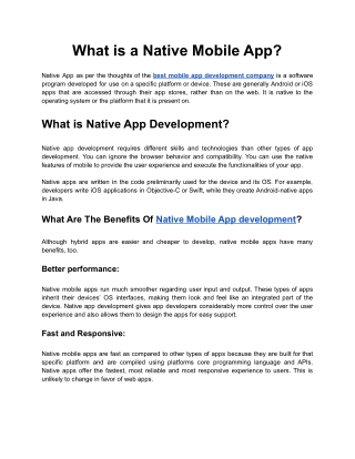 What is a Native Mobile App?