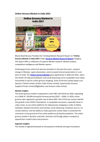 Online Grocery Market in India 2021