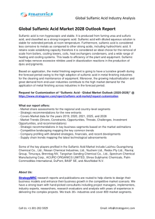 Provincial Demand and manufacturers of Global Sulfamic Acid Industry