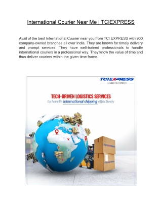 International Courier Near Me | TCIEXPRESS