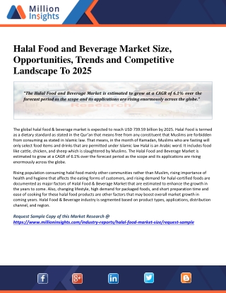 Halal Food and Beverage Market is Booming with Strong Growth Prospects Till 2025