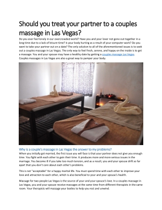 Should you treat your partner to a couples massage in Las Vegas