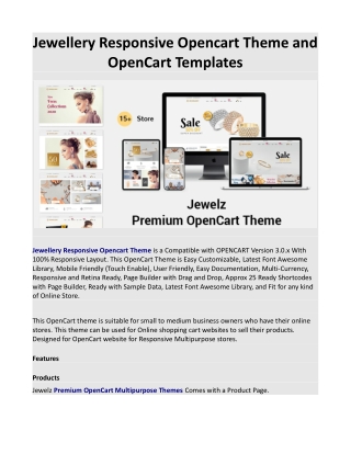 Jewellery Responsive Opencart Theme and OpenCart Templates