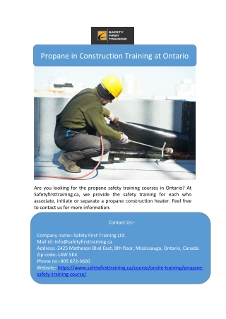 Propane in Construction Training at Ontario