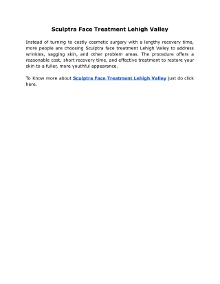 Sculptra Face Treatment Lehigh Valley