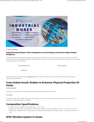 Industrial Hoses Report How Companies are Innovating to Overcome Major Market Problems - Signicent LLP