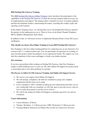 IBM Sterling File Gateway Training