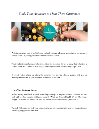 Study Your Audience to Make Them Customers