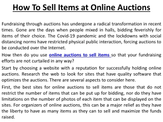 How To Sell Items at Online Auctions