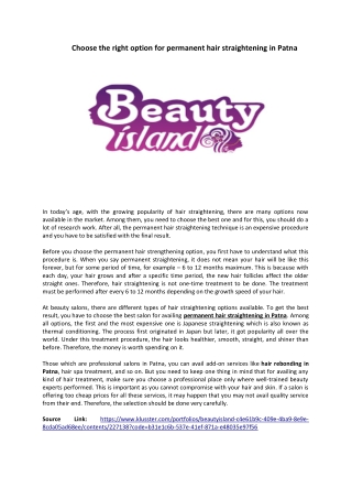 Choose the right option for permanent hair straightening in Patna