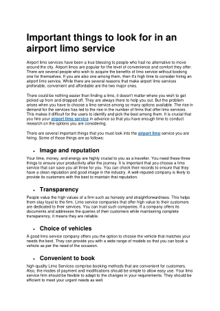 Important things to look for in an airport limo service