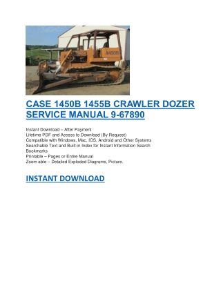 CASE 1450B 1455B CRAWLER DOZER SERVICE MANUAL 9-67890