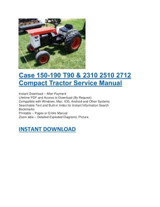 Case 150-190 T90 & 2310 2510 2712 Compact Tractor Service Manual