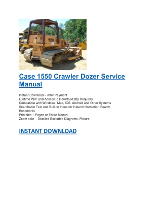 Case 1550 Crawler Dozer Service Manual
