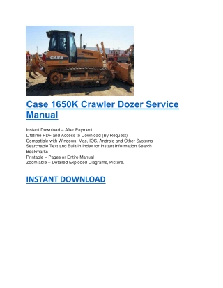 Case 1650K Crawler Dozer Service Manual