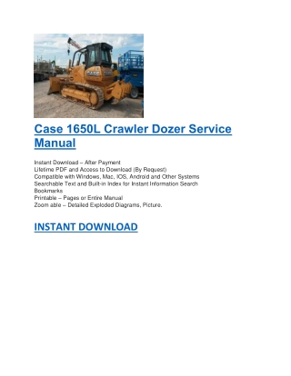 Case 1650L Crawler Dozer Service Manual