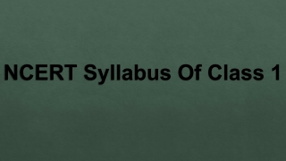 NCERT Syllabus Of Class 1