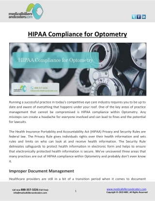 HIPAA Compliance for Optometry