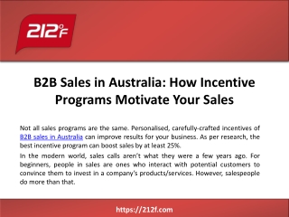 B2B Sales in Australia How Incentive Programs Motivate Your Sales
