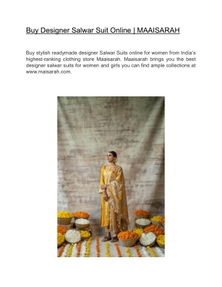 Buy Designer Salwar Suit Online | MAAISARAH