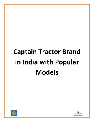 Captain Tractor Brand in India with Popular Models