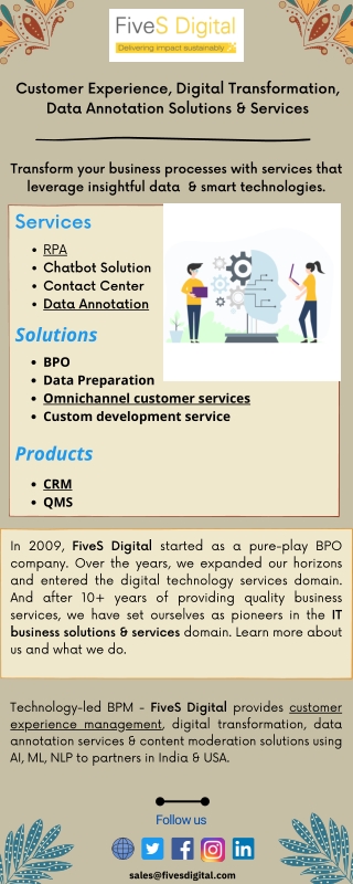 FiveS Digital - Customer Experience, Digital Transformation, Data Annotation Solutions & Services