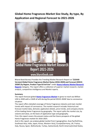 Global Home Fragrances Market Research Report 2021-2026