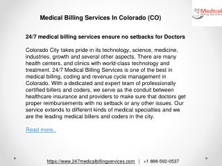 Medical Billing Services In Colorado (CO)