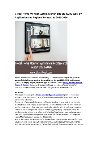 Global Home Monitor System Market Research Report 2021-2026