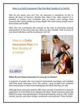 How is a Cello Insurance Plan the Best Buddy of a Cellist?