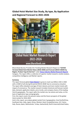 Global Hoist Market Research Report 2021-2026